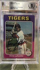Ron LeFlore Beckett BAS  Signed 1975 Topps Rookie Autograph-HOF -Detroit Tigers
