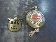 Vtg Spartus Have Another Backwards Running Wall Clock w/Bar is Open/Closed Works