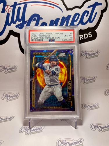 2023 TOPPS COSMIC CHROME JULIO RODRIGUEZ PLANETARY PURSUIT-SUN PSA GEM MT 10