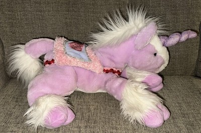 Commonwealth Unicorn Vintage 2002 Purple Plush Pink Hearts Saddle
