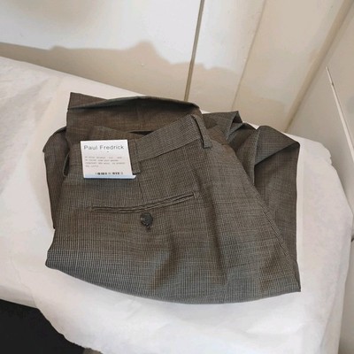Paul Frederick Brown Pleated Dress Pants Mens Wool  Hemmed New 38x30