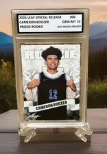 Cameron Boozer RC 2025 Leaf Prized Graded Gem-Mt 10 Rookie #06. Coa!