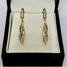 S&C Jewellery Ladies 9ct Yellow Gold Twist Drop Earrings