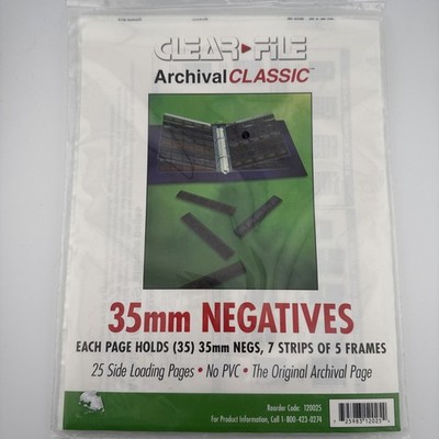 Clear File Archival Plus 35 mm Negatives Pages Side Loading  25 Refill Pages H2