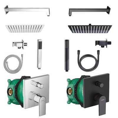Duschset mit Hansgrohe iBox Unterputz Wannenset Duschsystem Regen Handbrause