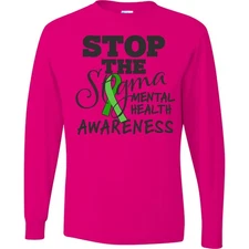 Inktastic Mental Health Awareness Stop The Stigma Long Sleeve T-Shirt Ribbon I
