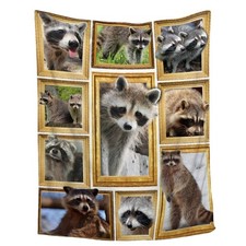 40x50 Inch Raccoon Throw Blanket Super Soft Flannel Plush Fuzzy Couch Sofa