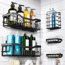5 Pack Shower Caddy Adhesive Shower Organizer for Bathroom Storage & Kitchen