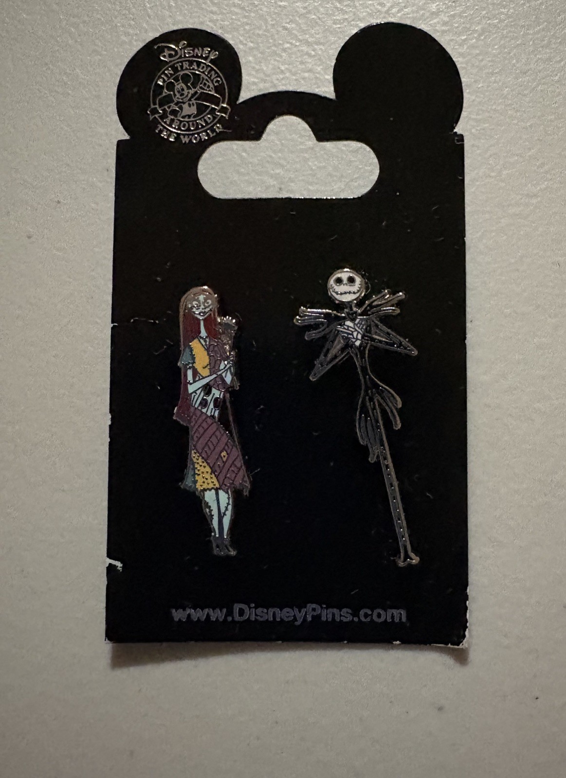Disney Nightmare Before Christmas Jack Skellington & Sally with Flower 2 Pin Set