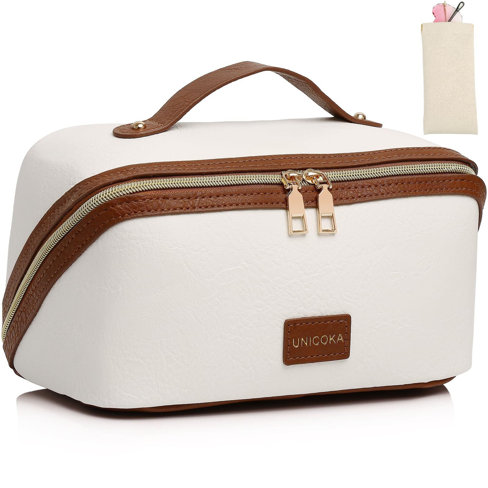 Large Travel Makeup Bag for Women - Waterproof Cosmetic Organizer with Ample Space