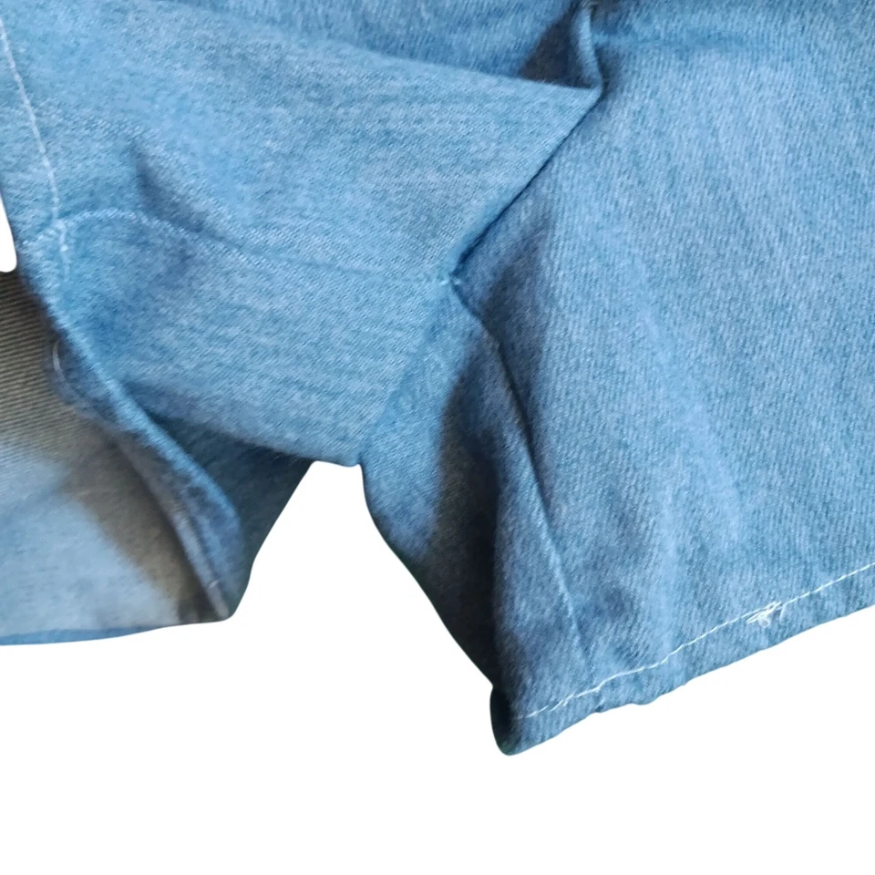 Pantalones Cortos Para Mujer 25W Vintage Hechos a Mano Cintura Alta Azul Suave Denim 1OF1 Años 70 Foto 4 de 4