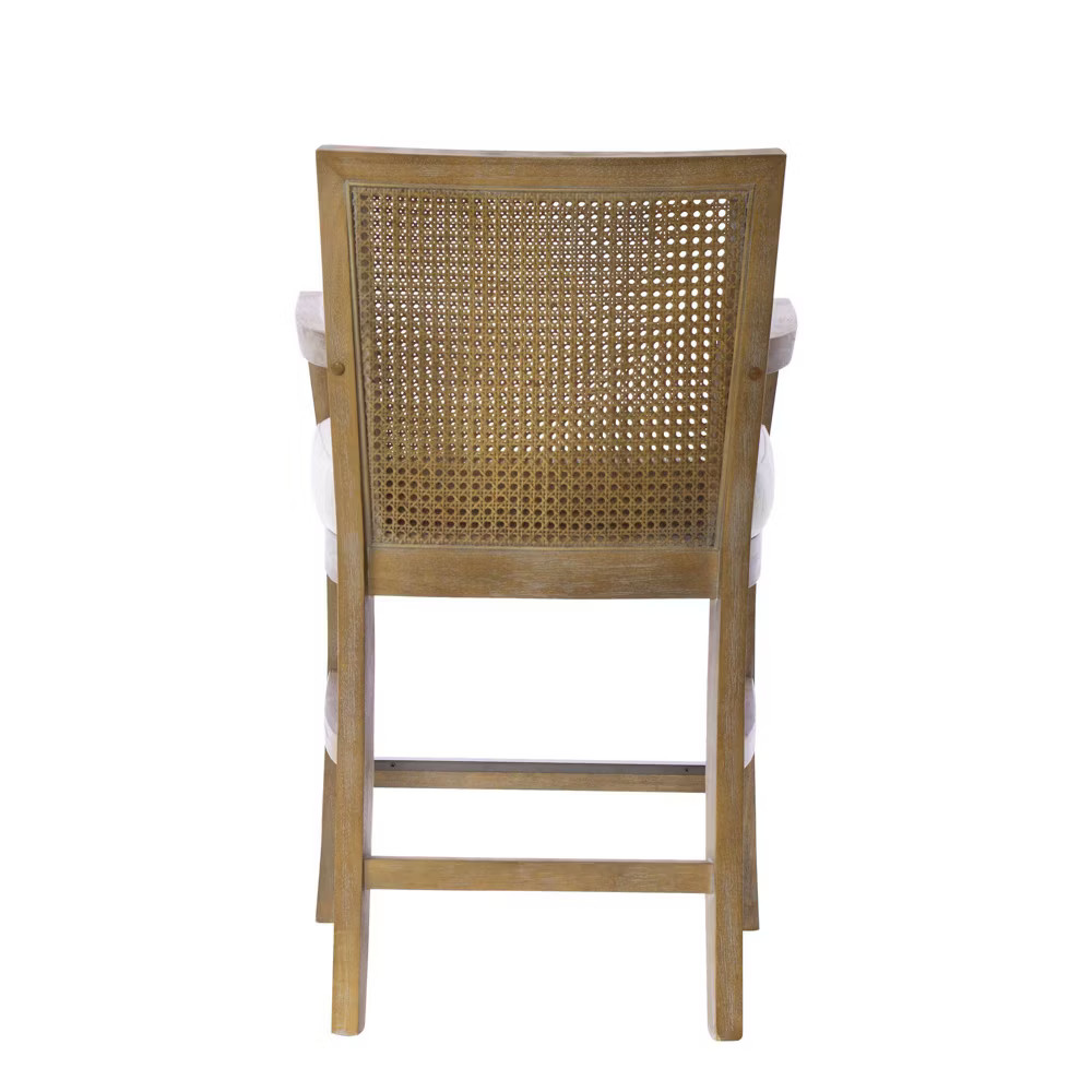 Madison Park Paulie Cane Back Counter Height Barstool Cream/Reclaimed Natural