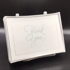 Vintage Hallmark Thank You Note Cards & Envelopes Blank White Silver BM8833 New