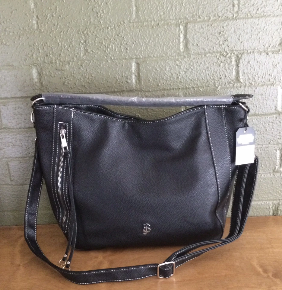 Bolso/cartera hobo Julia Buxton grande de cuero sintético negro Foto 3 de 4