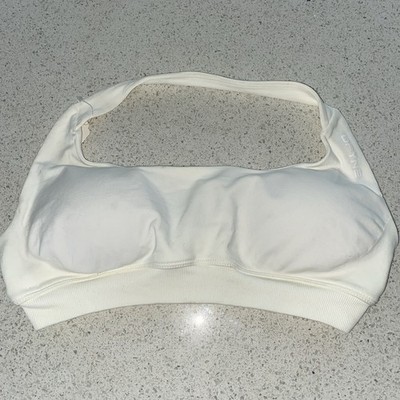 DFYNE Impact Halter Sports Bra In Ivory Size Small *Inner Writing Peel