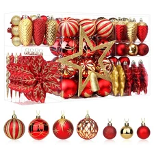 SHareconn 106PCS Christmas Balls Ornaments Set Colorful Shatterproof Plastic