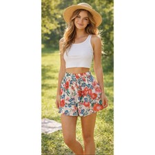 Show me Your Mumu Floral Shorts Red Blue Garden Print Boho Summer XS