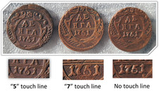 VARIETY SET of 3: 1751 RUSSIA DENGA (1/2 KOPEK)