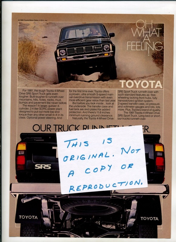1981 Toyota SR5 Pickup Truck Magazine Ad (FREE SHIPPING)