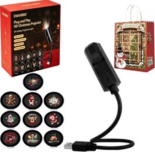 Plug and Play HD Christmas Projector-6 or 10 Festive Scenes, Adjustable 5D