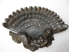 IRON ADVERTISING TIP TRAY UNION CLOTHIER TAILOR OUTFIT READING MAIDEN MERCANTILE