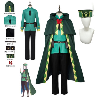 Re Zero:Otto Suwen Cosplay Costume Green uniform Cape Halloween Carnival fullset