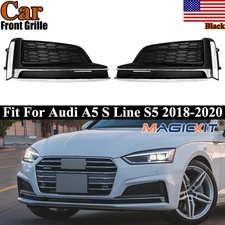 2PCS Front Bumper Fog Light Grille Cover Trim Fits Audi A5 S-Line S5 2018-2020
