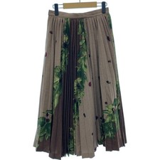 ISSEY MIYAKE Pleated Skirt Medium Length Allover Leaves Pattern Domestic Old Clo