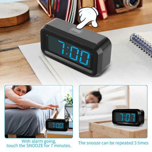 KWANWA Alarm Clock, Digital Clock, Constantly 1.2'' LED Blue Digits Display, Bat - Picture 5 of 7