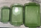 Vintage Green Anchor Hocking Casserole Dishes Set Of 3
