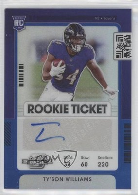 2021 Contenders Optic Blue Prizm 54/99 Ty'Son Williams #192 Rookie Auto RC 15t4