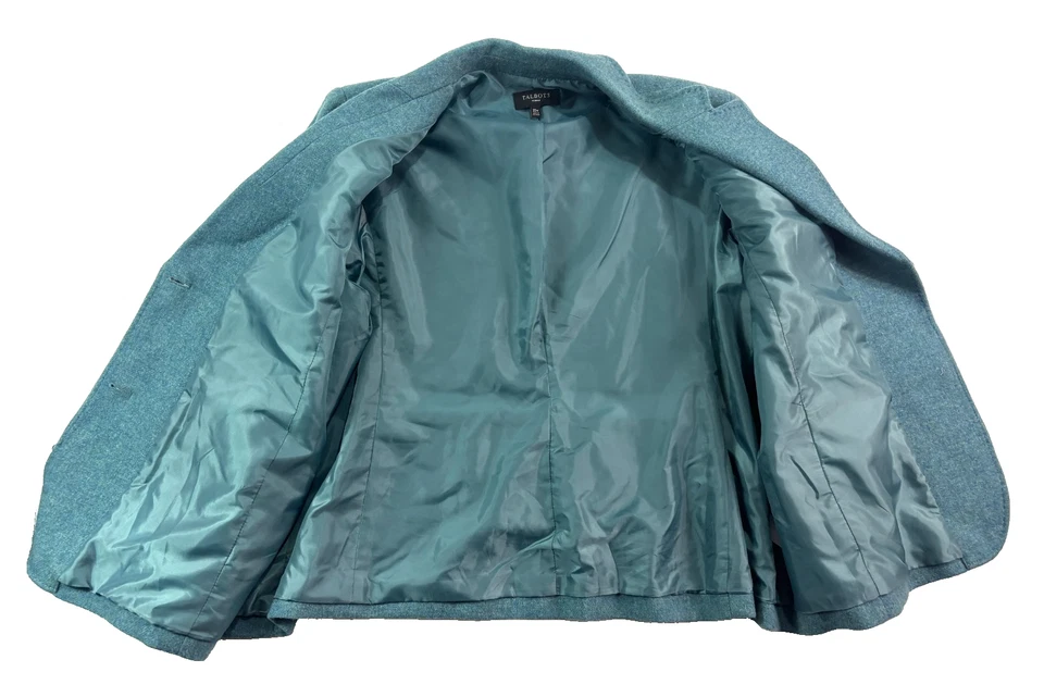 Talbots 22W Blazer Traje Chaqueta Azul Turquesa Suave Tweed Lana Montar Plus Foto 4 de 4