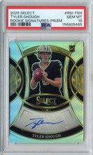 TYLER SHOUGH 2025 PANINI SELECT SILVER PRIZM ROOKIE AUTO #RSI-TSH PSA 10 POP 4