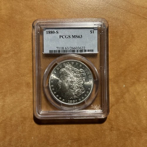 1880-S   MORGAN SILVER DOLLAR, BRIGHT WHITE MS COIN