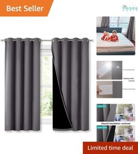 Blackout Curtains Polyester 52x63 Insulated Energy Efficient Bedroom Grey 2