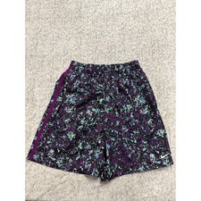 Nike Kids Dri-FIT Training Shorts Purple Teal Abstract Print FV0275-503 XL