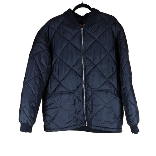Raw Blue NU Realms Y2K Bomber Casual Winter Streetwear Navy Quilted Jacket
