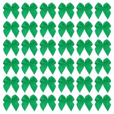 Mini Ribbon Bows 100 Pcs Satin Fabric Appliques Green 1 Inch DIY Craft Sewing