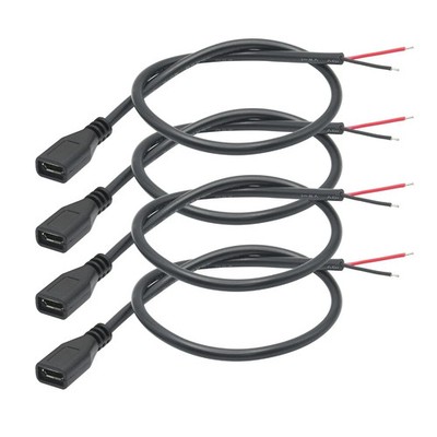 Short Micro USB Female 2 Pin Bare Wire,30cm/11.8in to Open End...