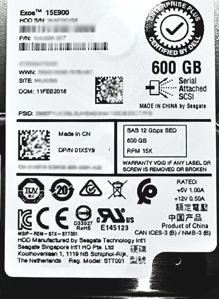 Dell 1X5Y9_NEW 600GB 15K SAS 2.5 12G SED - Image 2 of 4