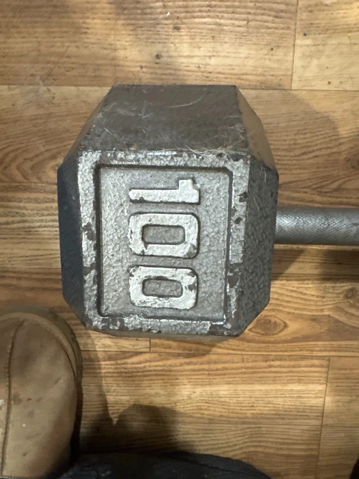 Pair of 100 lb Hex Dumbbells – 200 lbs Total Iron - Image 2 of 2