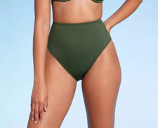 Shade  Shore Womens XL 16 High Waist Leg Ribbed Medium Coverage Bikini Bottom