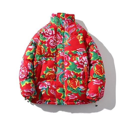 Chinesischer Landhausstil Blumen Baumwolle Jacke Winter dicker Mantel modisches Outfit - Bild 21 von 23