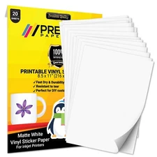 Matte White Printable Vinyl Sticker Paper For Inkjet Printers 20 Sheets