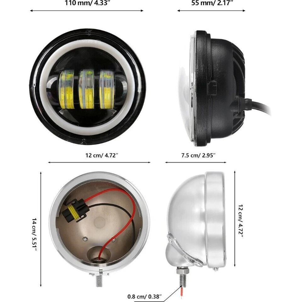 4.5" inch LED Passing Spot Fog Light Lamp For Harley Softail FatBoy FLSTF - Image 3 of 4