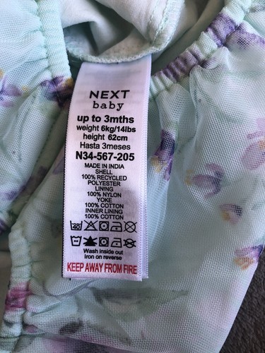 NEXT Baby Girl Special Occasion Summer Romper Outfit 0-3 Months - Picture 4 of 4