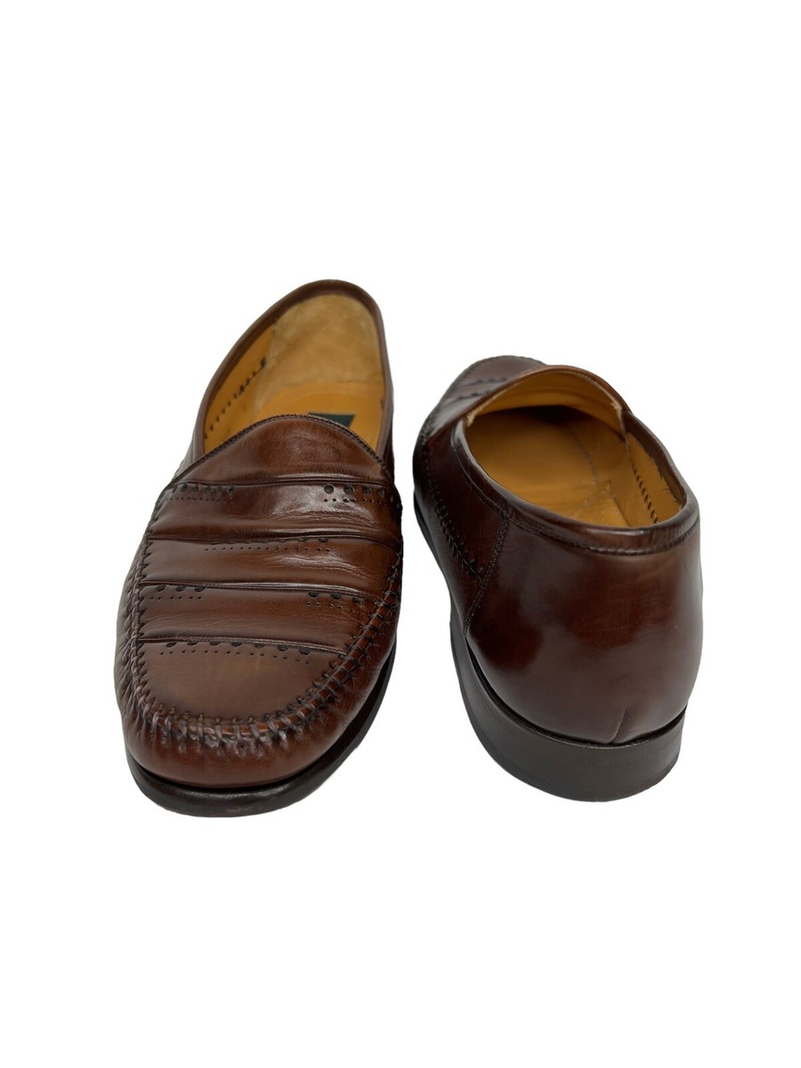 Barcelino Mens 8M Loafers Brown 1956 H Stripe Soft Leather  display picture 1
