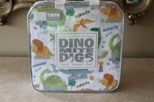 DINO MITE DIGS DINOSAUR TWIN SHEET SET - GREEN/BLUE/ORANGE/GRAY - NEW 3PC