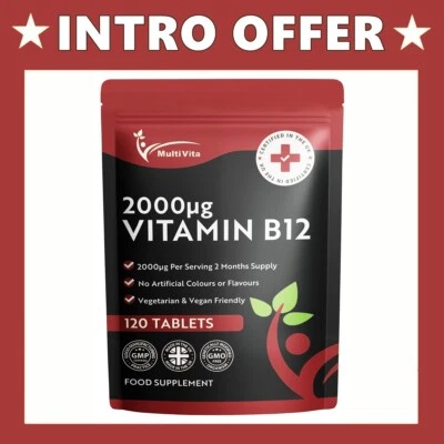 MULTIVITA Vitamin B12 Methylcobalamin 2000mcg - 120 Tablets - Tiredness & Fatigue Support