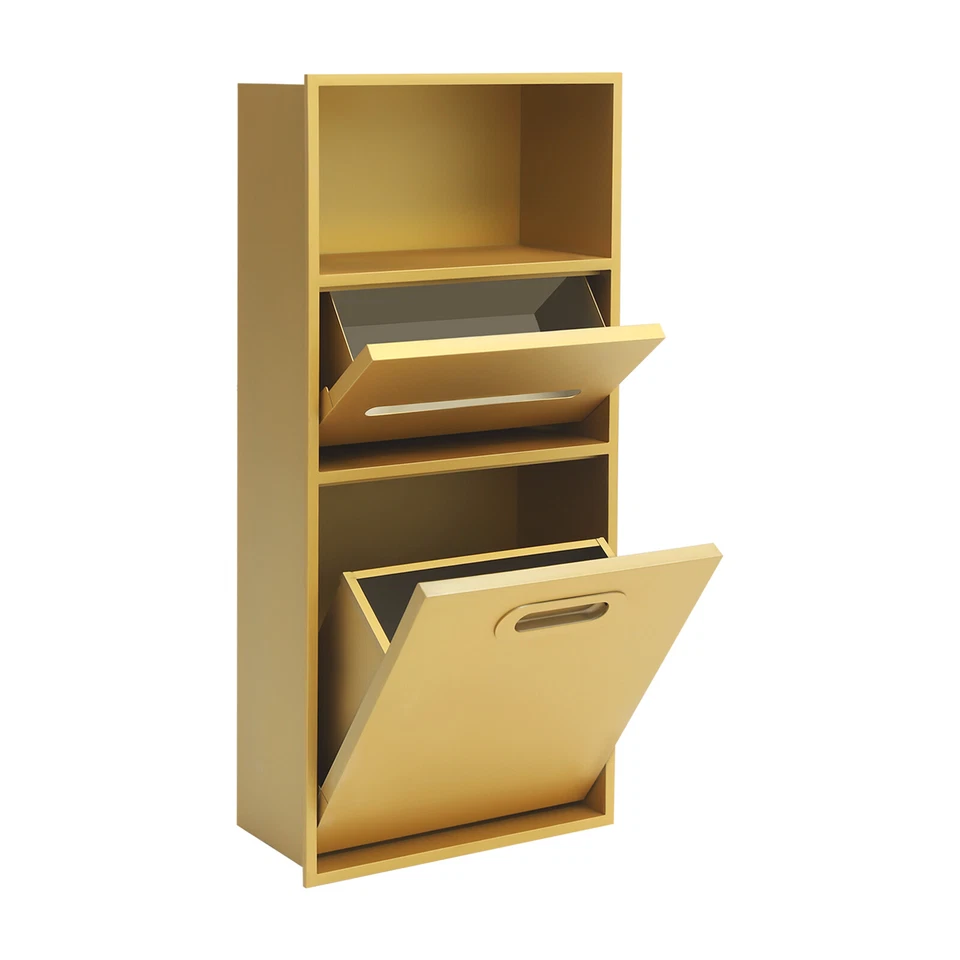 Botiquín empotrado 304 acero inoxidable pared nicho baño gabinete dorado Foto 4 de 4